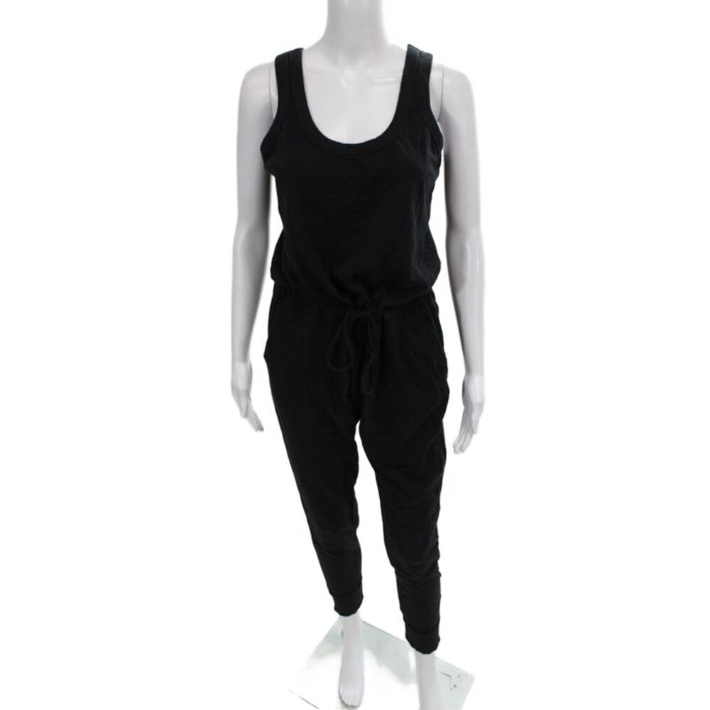 Leallo Womens Black Cotton Scoop Neck Sleeveless Jumpsuit Size S